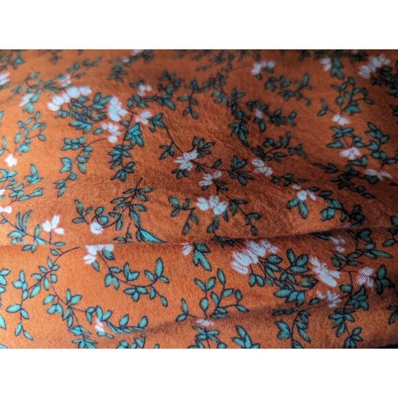 Umgee Long Orange Floral Wrap Short Sleeve Dress Size Medium With Pockets - Picture 12 of 14